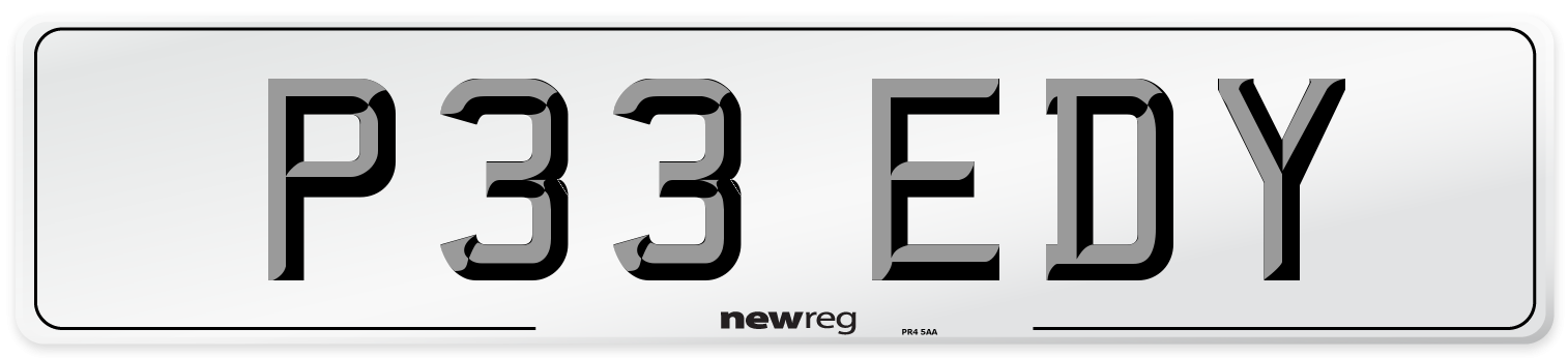 P33 EDY Number Plate from New Reg